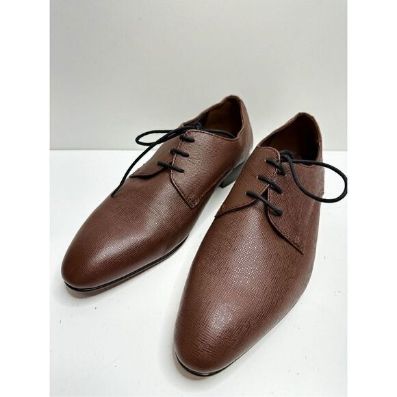 BP Dress Shoes Mens Size 9 Brown Leather Derby Textured Plain Toe Shoe NEW - Picture 7 of 11